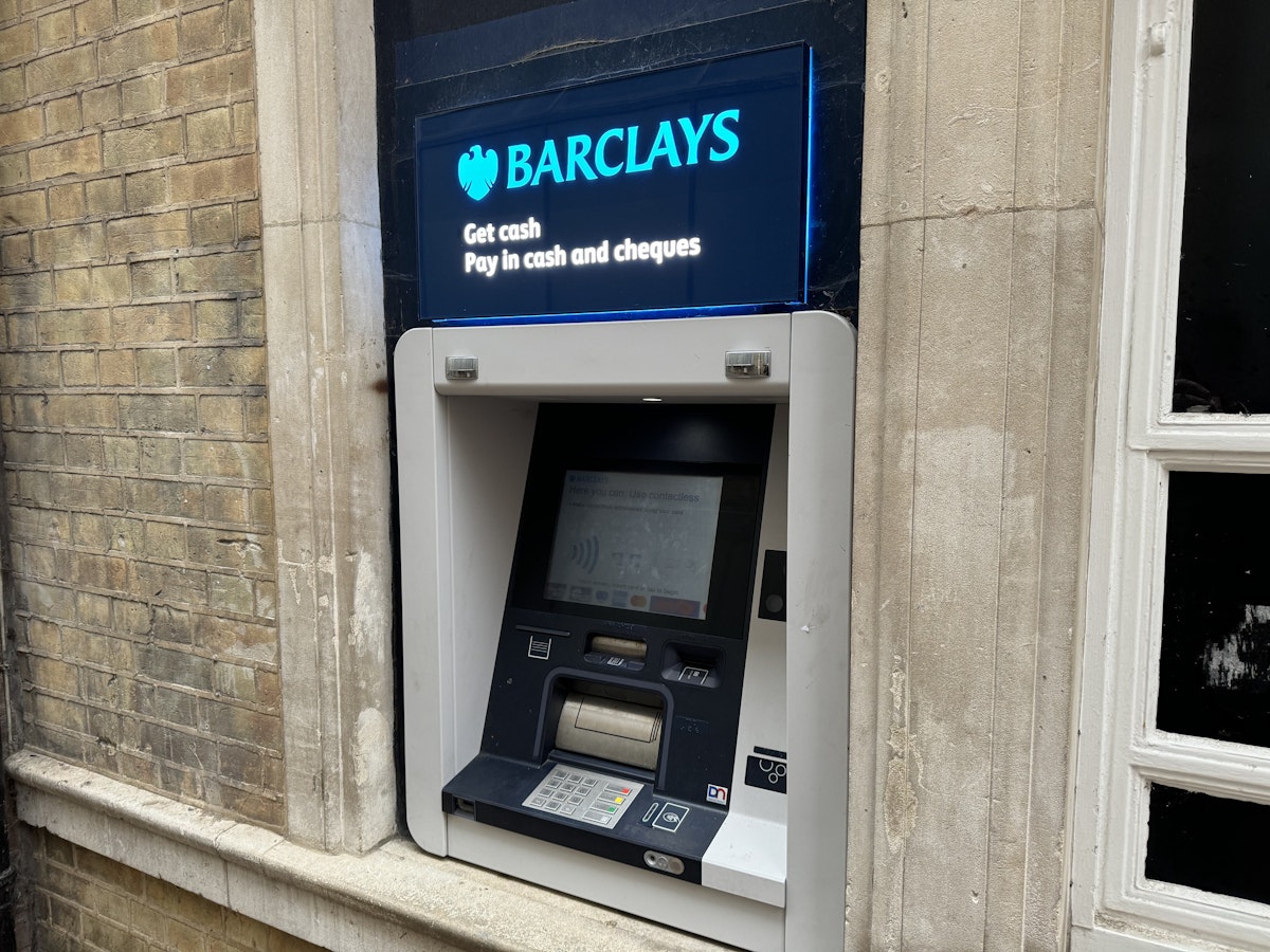 An ATM at Barclays in Ipswich town centre